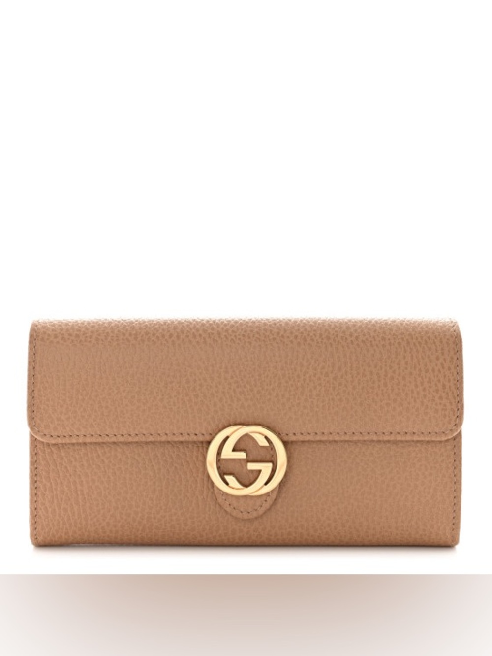 Gucci Beige Leather Continental Wallet – Gold GG Logo (Never Used)